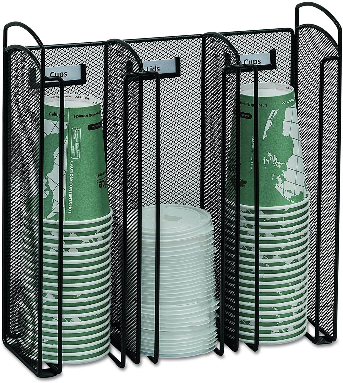 Safco Onyx Mesh Cup and Lid Holder, Black-BL