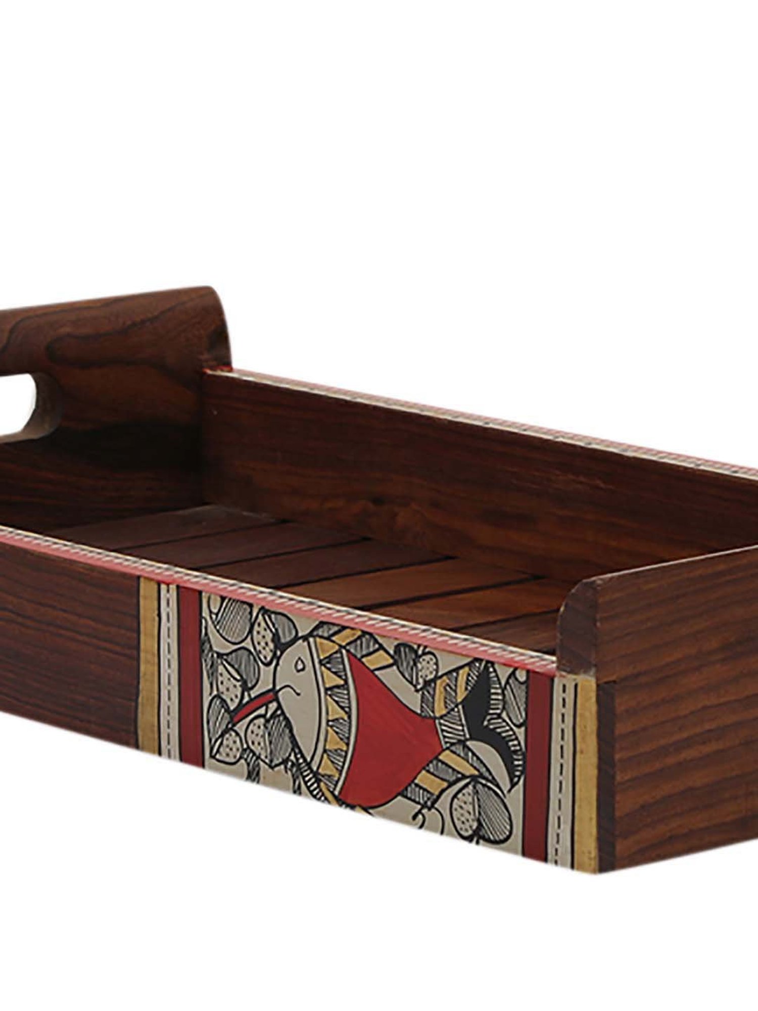 VarEesha Madhubani Work Sheesham Wood Serving Tray - Set of 1