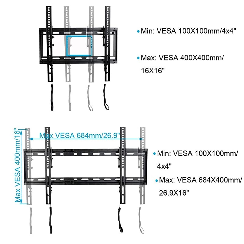 Mounts Tilt TV Wall Mount Bracket for Most 23 75 Samsung Sony Vizio LG Sharp LCD LED Plasma TV with VESA 100x100 400x400 up to 684x400mm Bonus HDMI Cable and Bubble Level MF608B2 WT1