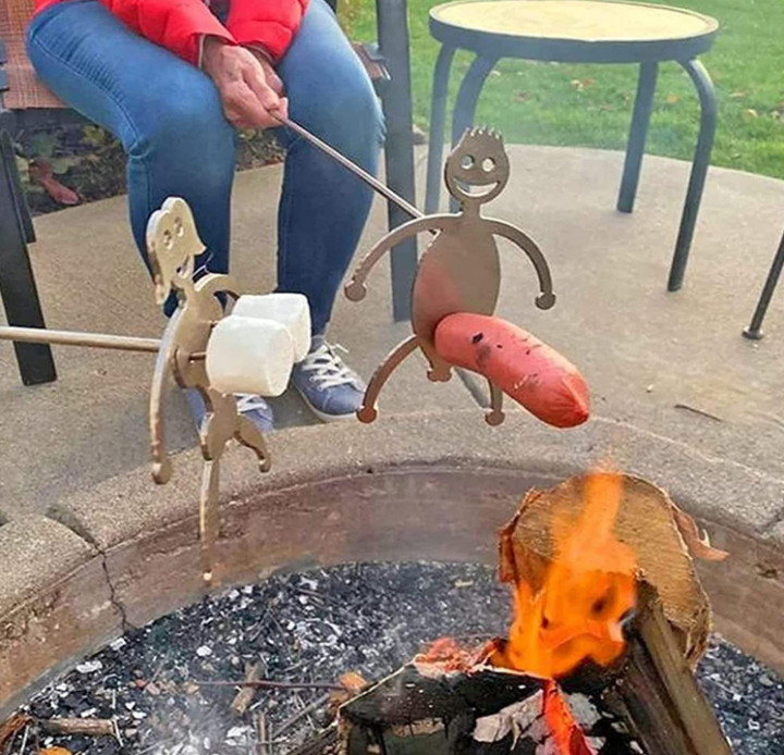 Hot Dog Roaster, Stainless Steel Marshmallow Roaster, Novelty Barbecue BBQ Tools, Barbecue Forks Accessories for Campfire, Bonfire and Grill (Marshmallow Girl + Hot Dog Boy) -2