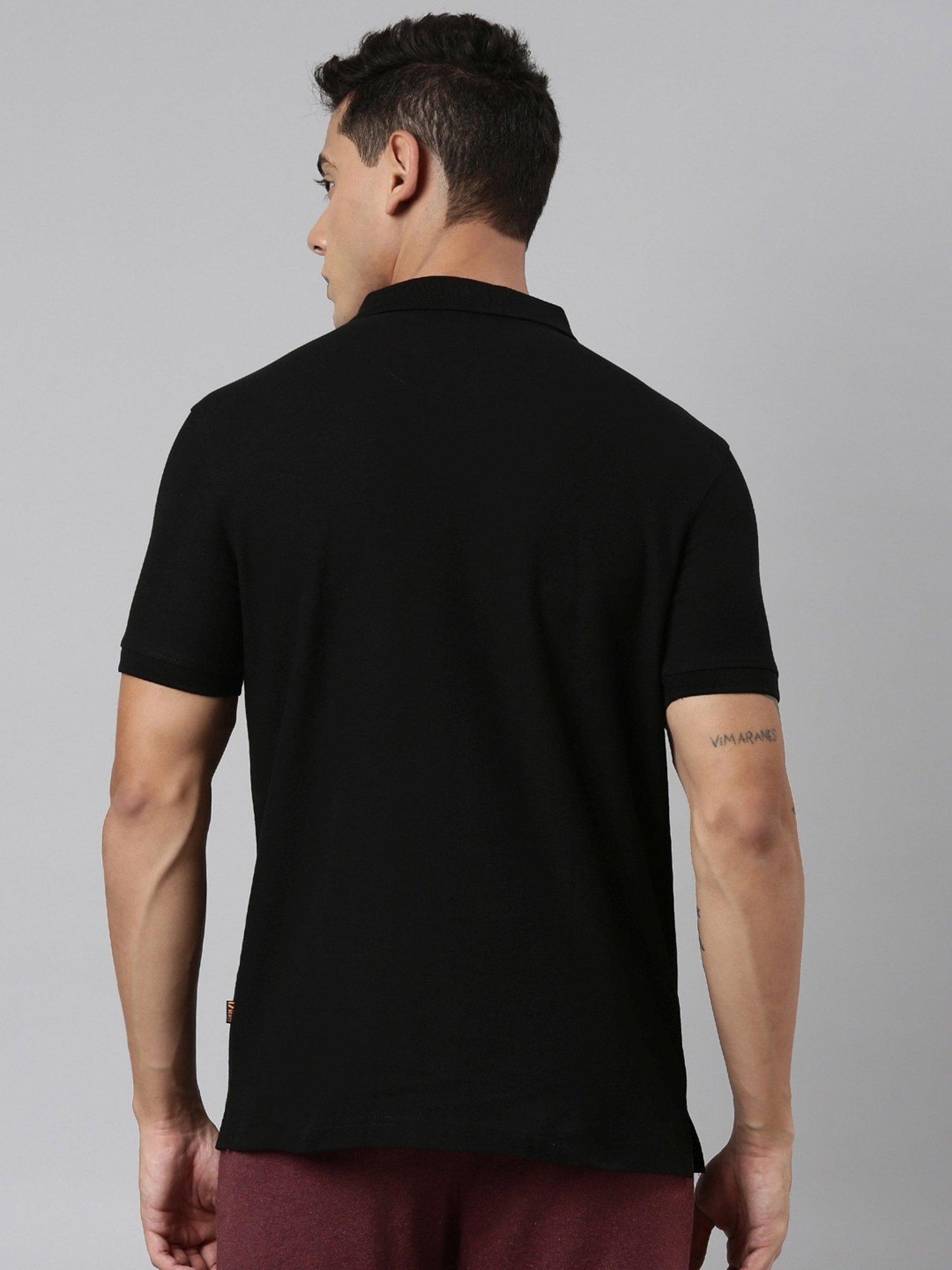 Dixcy Scott Maximus Black Cotton Regular Fit Colour Block Polo T-Shirt