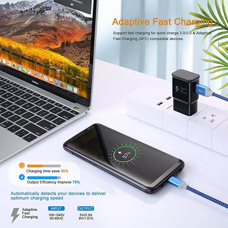 Adaptive Fast Charging Wall Charger,  3-Pack USB Wall Charger Fast Charging Block Travel Phone Charger Compatible Samsung Galaxy Note 10 9 8, S20 S10 S9 S8, iPhone, HTC and More (Black)