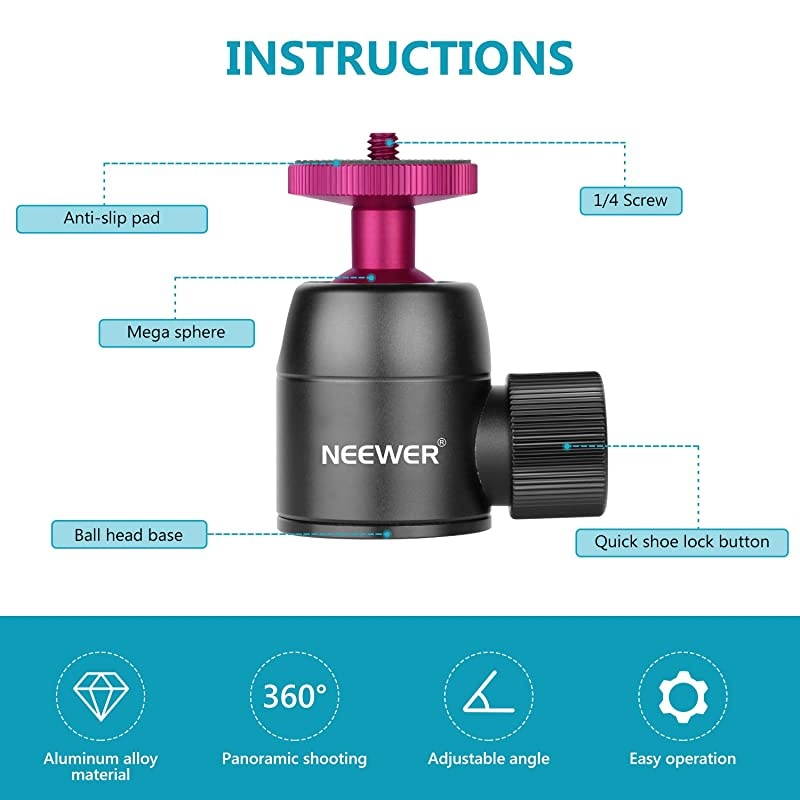 Camera Tripod Ball Head 360 Degree Pan 90 Degree Tilt Rotating Panoramic Ballhead with 14 inch Screw for DSLR Cameras Camcorders Tripods Monopods Slider Load up to 11 pounds5 kilograms