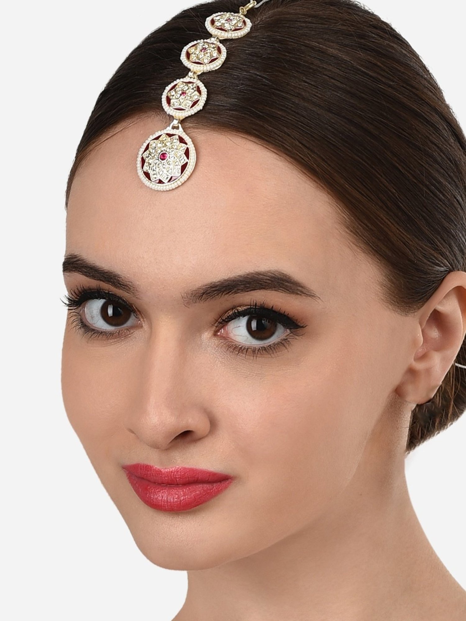 Zaveri Pearls Combo of 3 Gold Tone Kundan Maangtikka-ZPFK13083