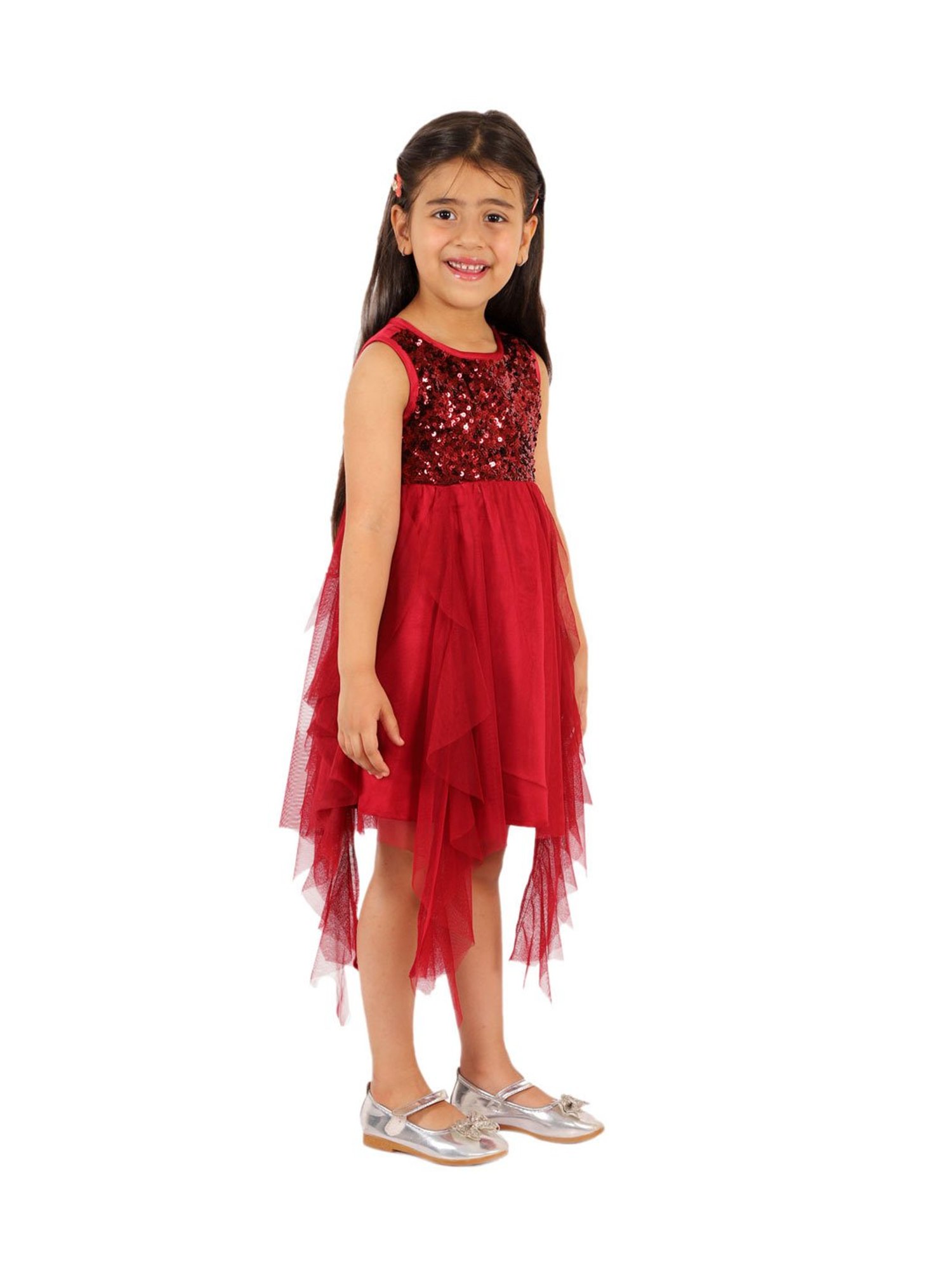 KidsDew Kids Maroon Embellished Dress