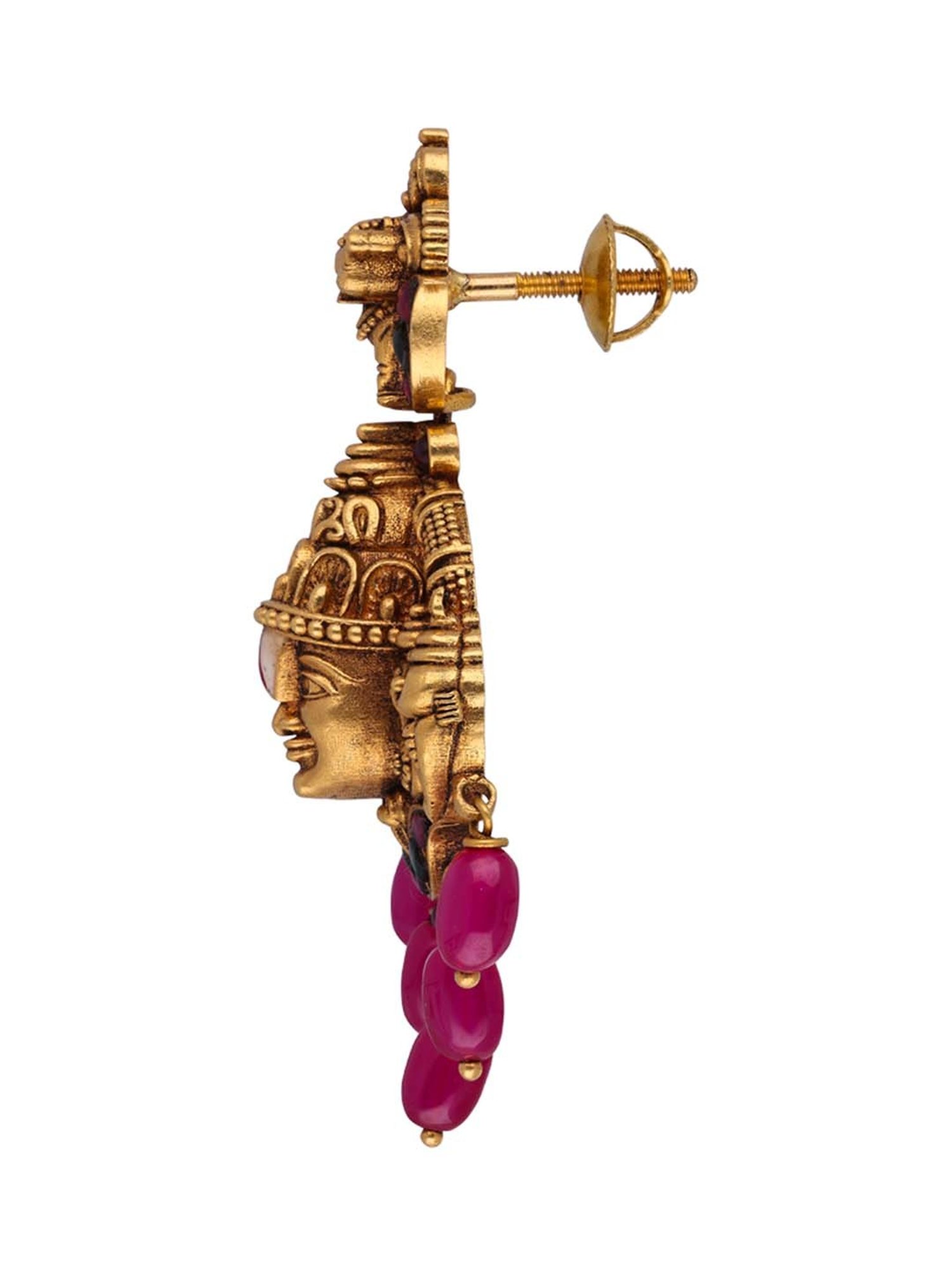 CKC Lord Balaji Face Gold Eardrops: Oxidized Finish