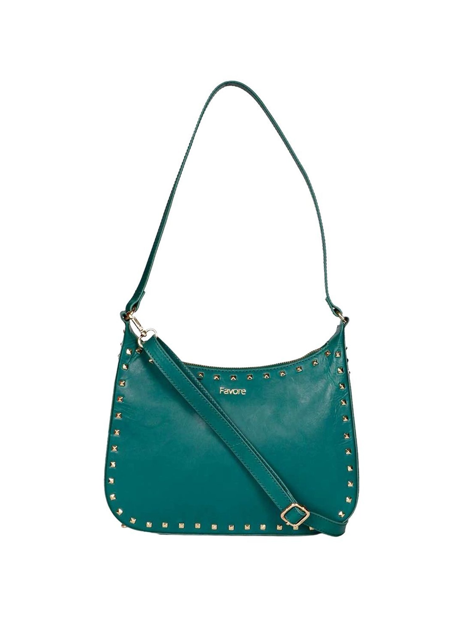 Saint G Green Solid Medium Shoulder Handbag