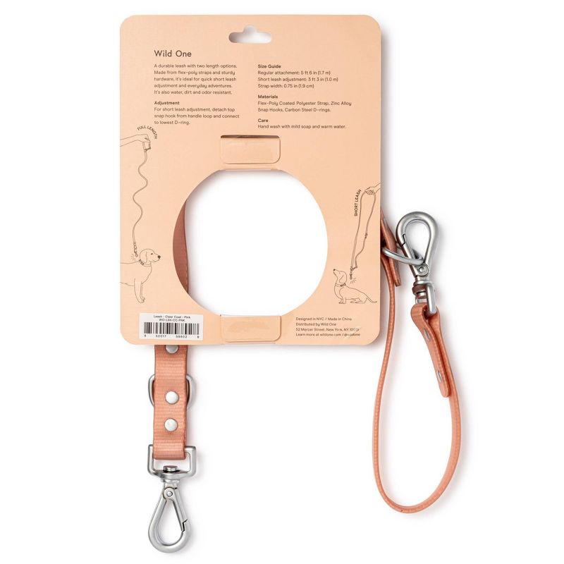 Wild One Water Dirt Resistant & Adjustable Dog Leash - Pink