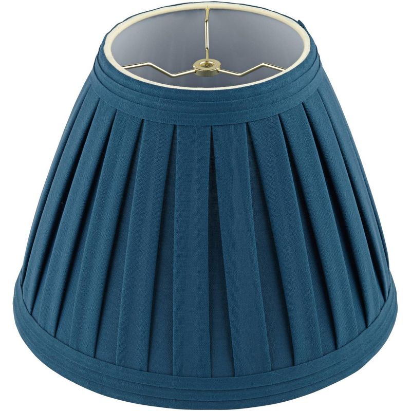 Springcrest Deep Blue Teal Linen Box Pleat Medium Empire Lamp Shade 7" Top x 14" Bottom x 11" Slant x 11" High (Spider) Replacement