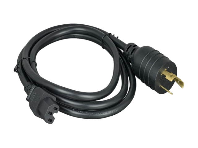Nippon Labs L6-20P / C15 High Voltage / High Current Power Cord, NEMA L6-20P to IEC-60320-C15, SJT, 14 AWG., 15A, 250V, Black 6 ft. Power Cable