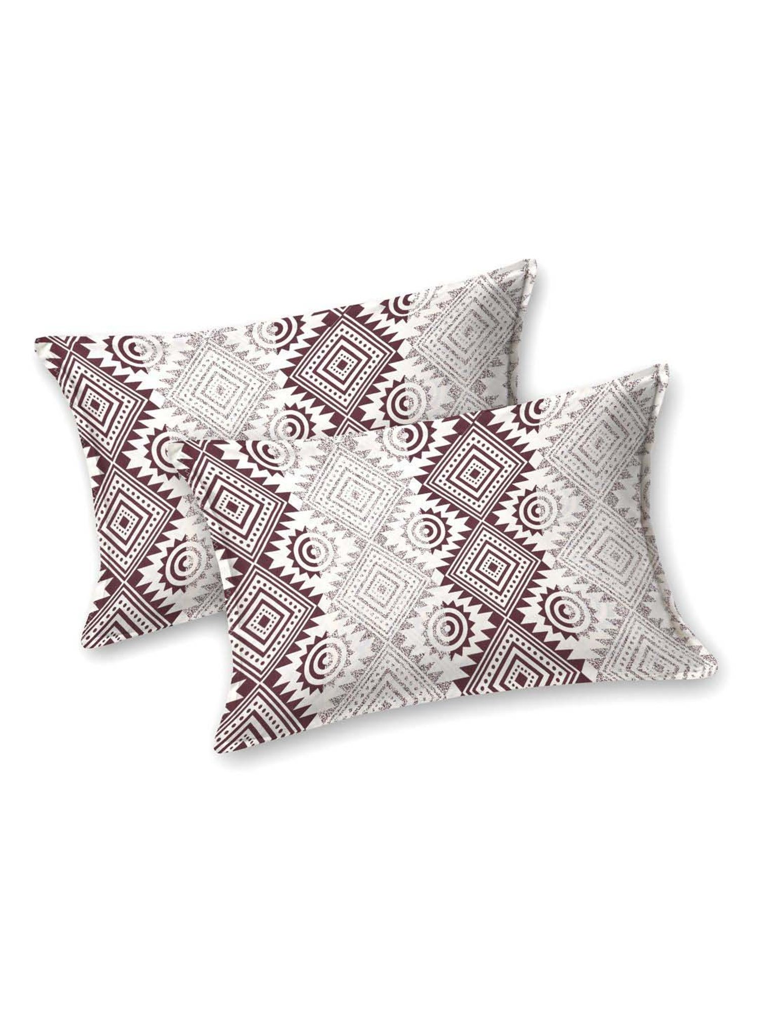 Aapno Rajasthan Thar Sand Dunes White & Maroon Cotton 140 GSM Double Bedsheet With 2 Pillow Cover