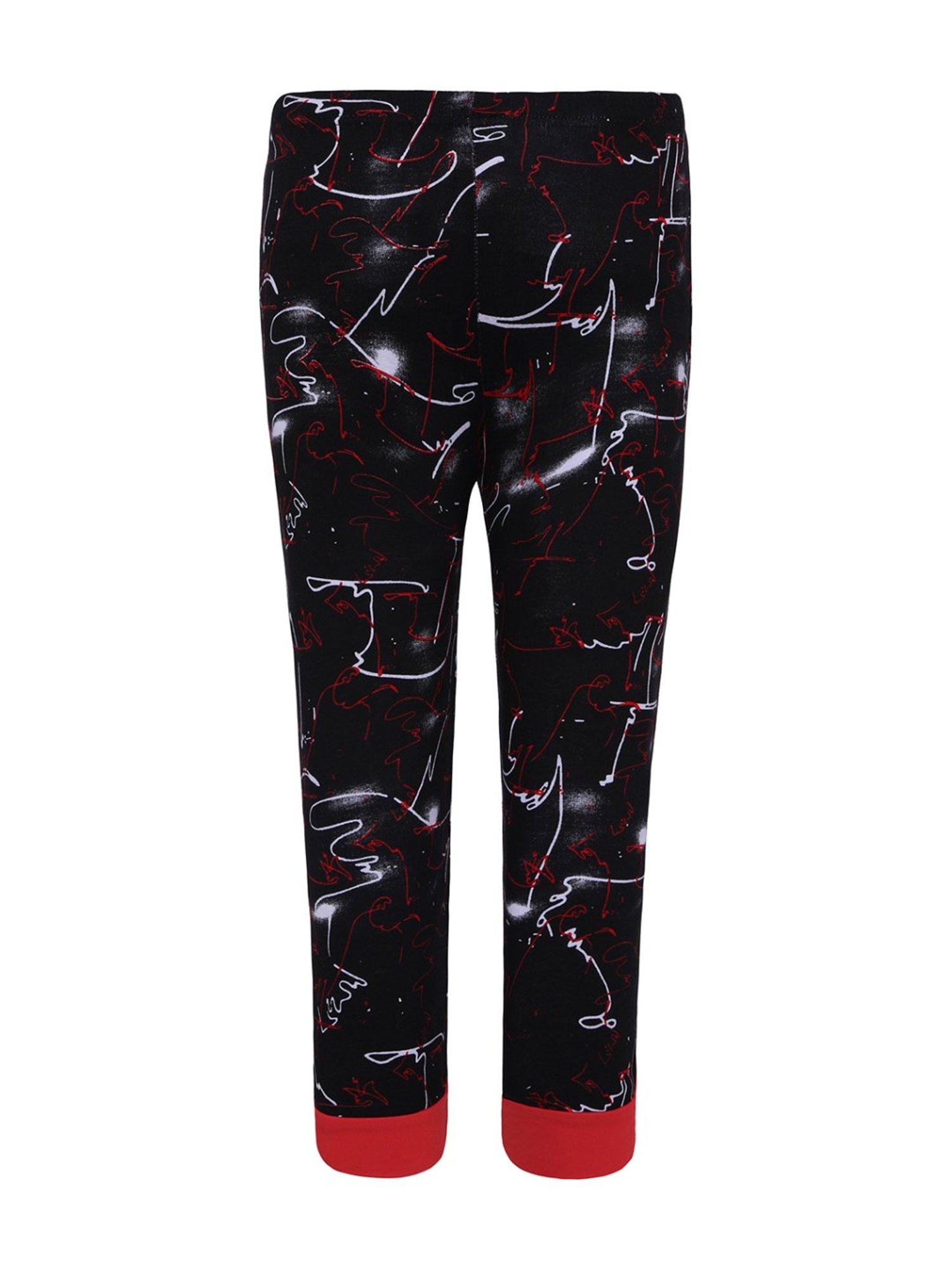 Punkster Boys Red & Black Cotton Printed Nightsuit