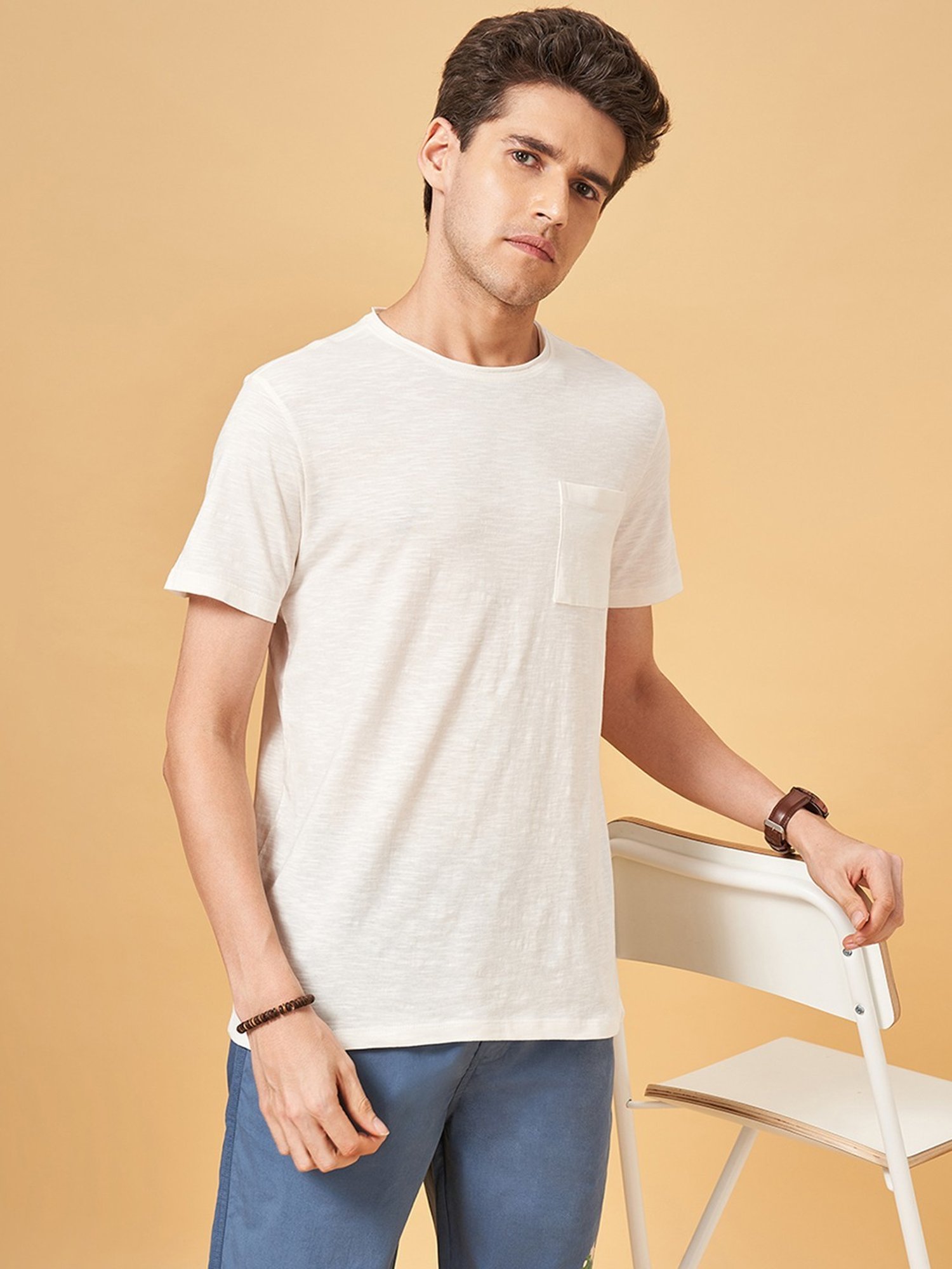 Urban Ranger by Pantaloons Sugar Swizzle Cotton Slim Fit T-Shirt