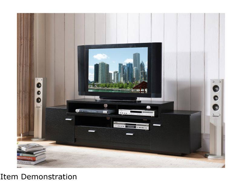 Furniture of America Braswell Wood 72-Inch Multi-Storage TV Stand in Black