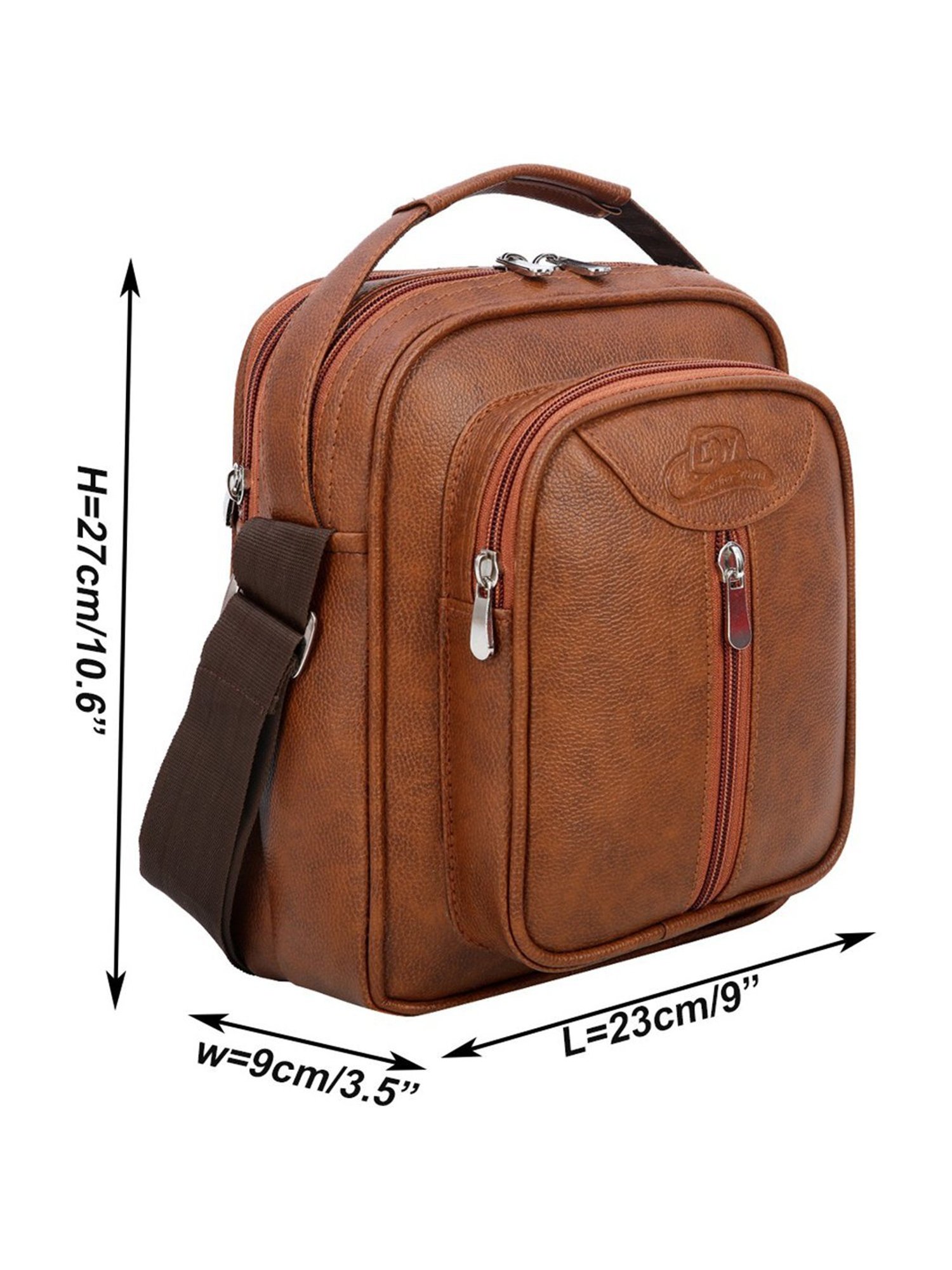 Leather World Tan Solid Medium Cross Body Bag