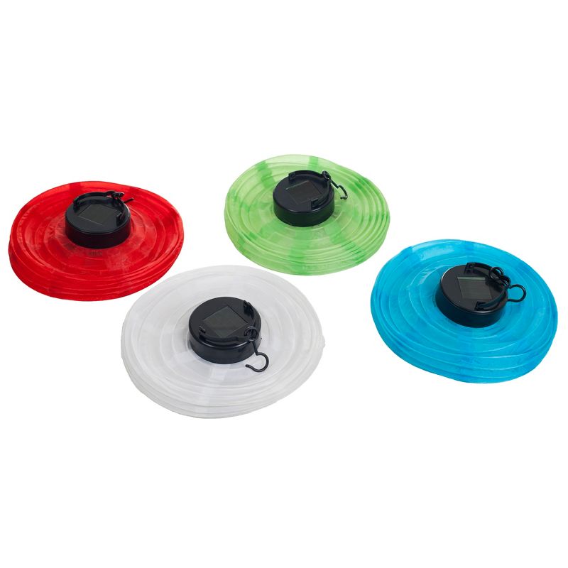 Pure Garden Outdoor Solar Chinese Lanterns Set of 4 - Blue