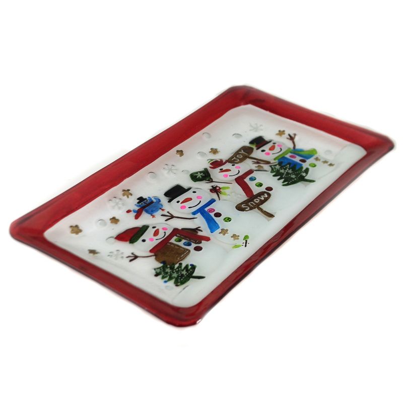Tabletop 8.5" Snowmen Family Platter Christmas Gold Crest Distributing  -  Serving Platters