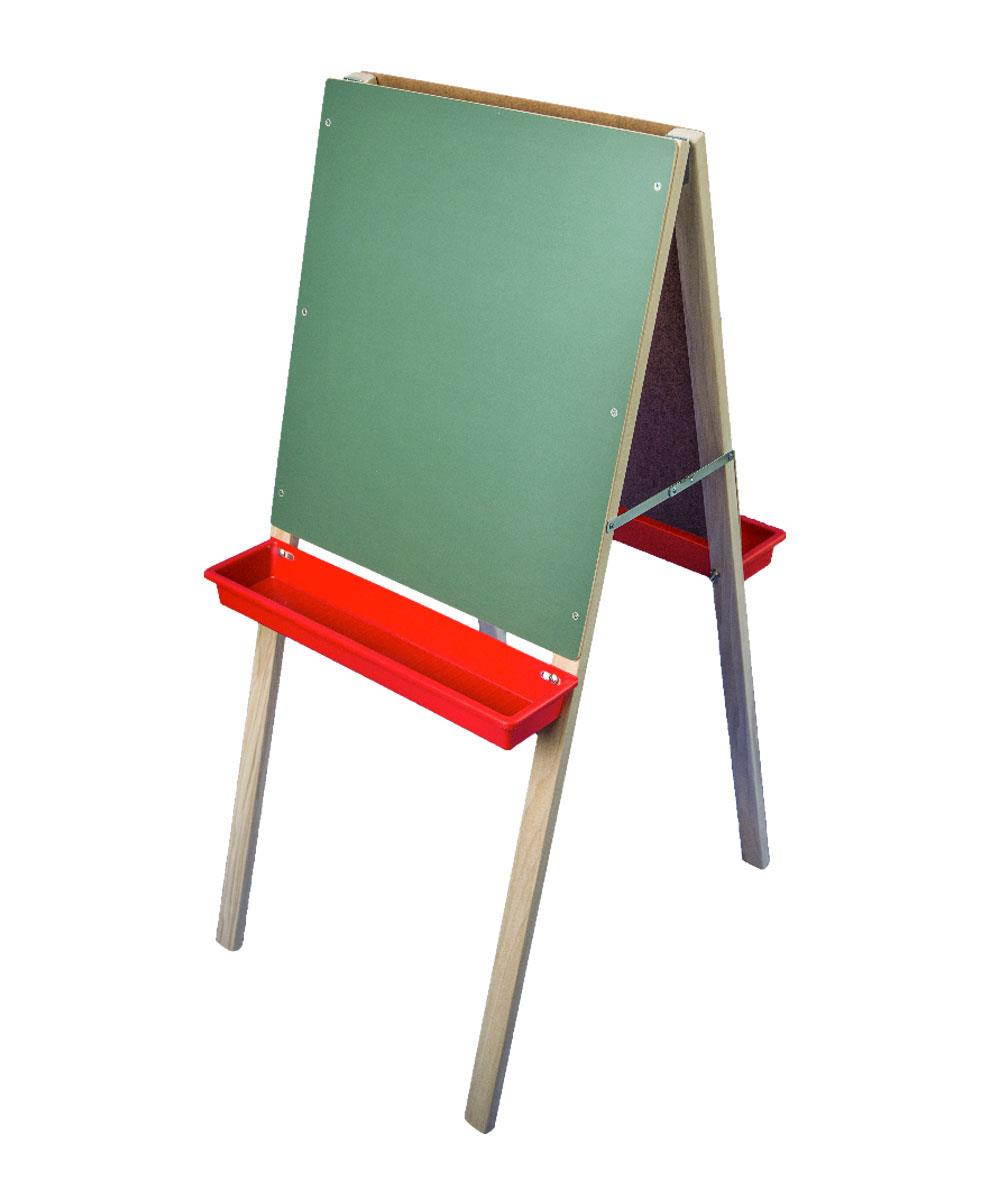 Flipside Products Solid Wood Chalkboard/White Dry-Erase Child's Double Easel with 2 Plastic Trays - 44" x 19"