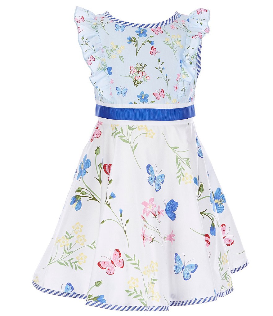 Rare Editions Little Girls 2T-6X Flutter-Sleeve Butterfly Floral Fit-And-Flare Dress