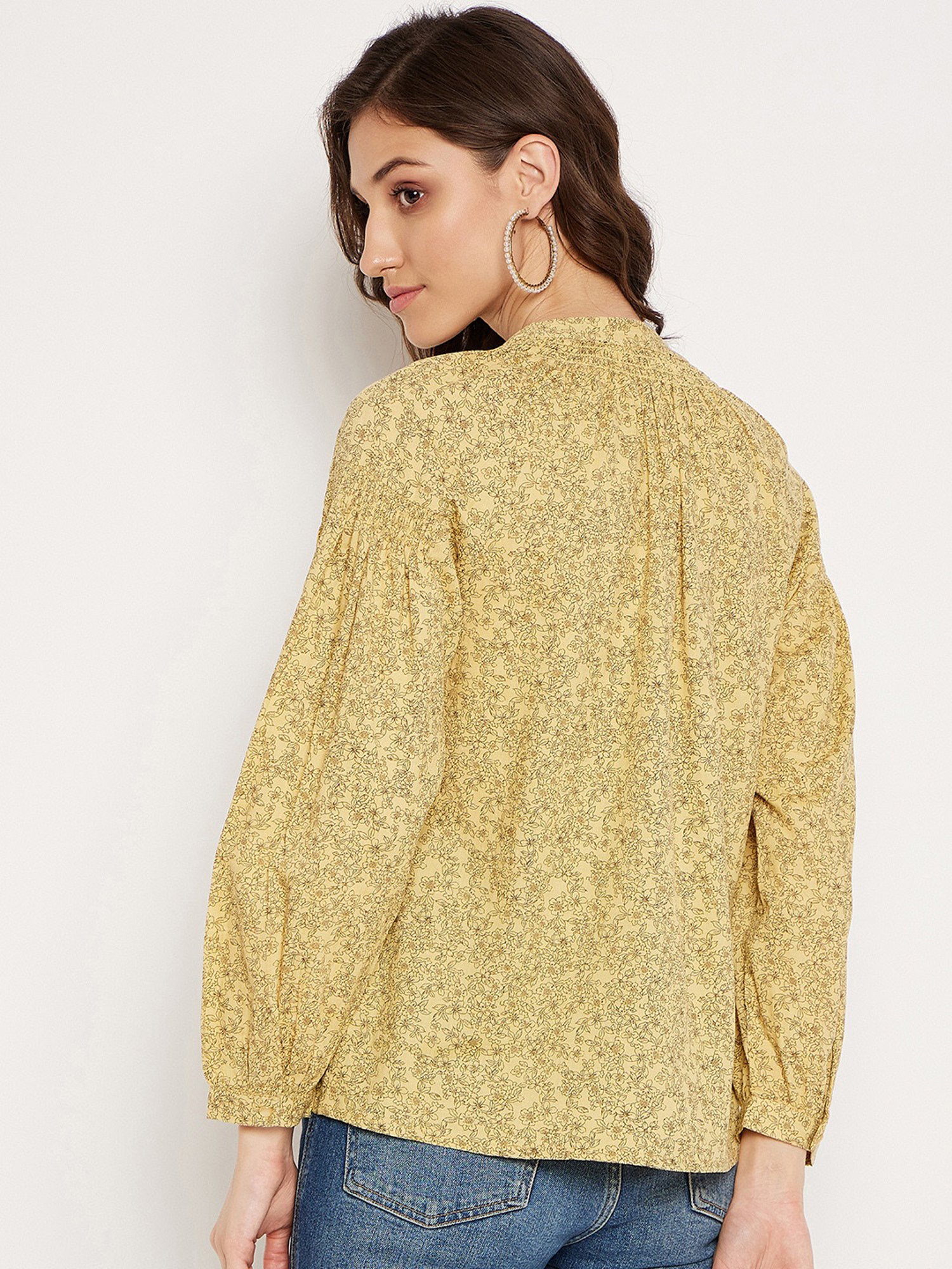 MADAME Mustard Printed Top