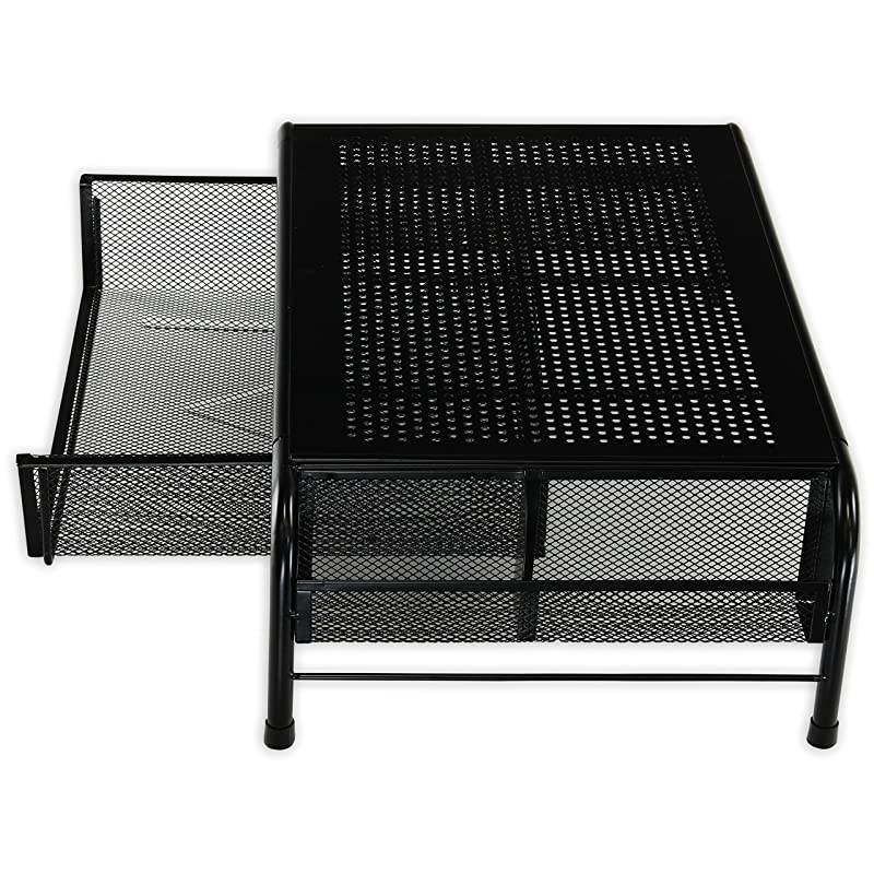 2PK Metal Desk Monitor Stand Riser with Organizer Drawer