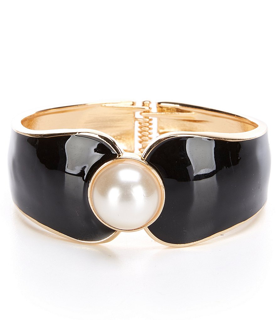 Enamel Pearl Hinge Bracelet