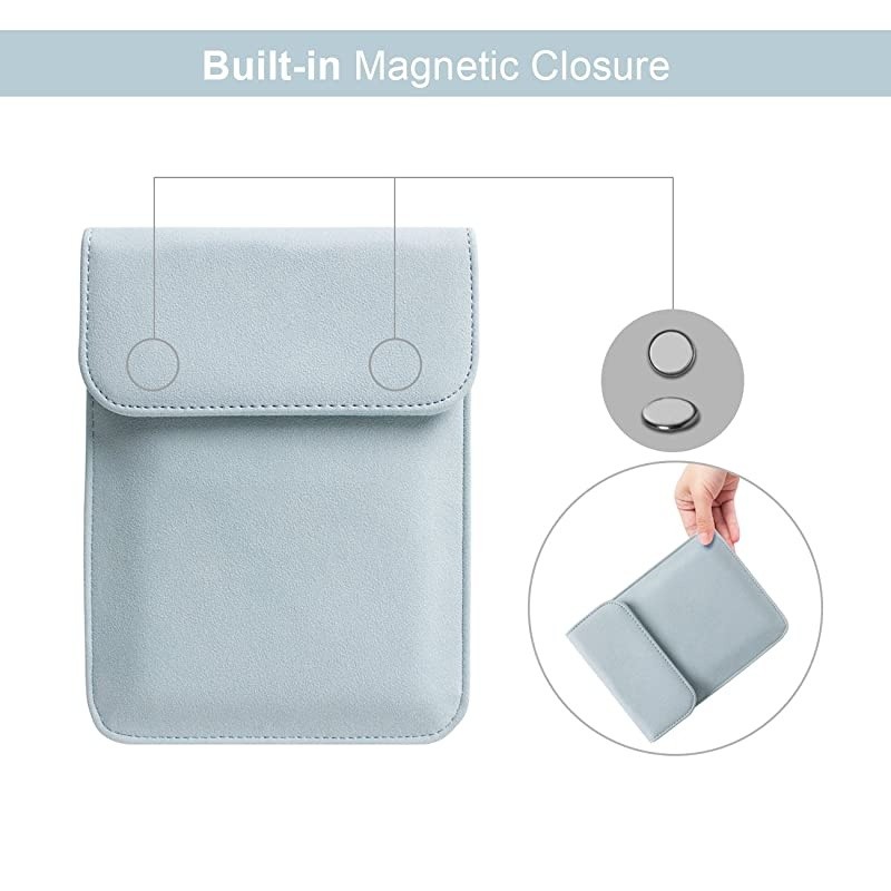 6 Inch Kindle Sleeve for All-New Kindle 2019/Kindle Paperwhite (Included 2018 Version)/Kindle Voyage/Kindle (8th Gen, 2016)/Kindle 4/5/Kindle Touch Protective Pouch Bag Case Cover, Light Blue