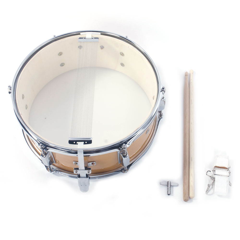 13" Piccolo Acoustic Single Drums Snare Drum with Drumsticks Wood Color