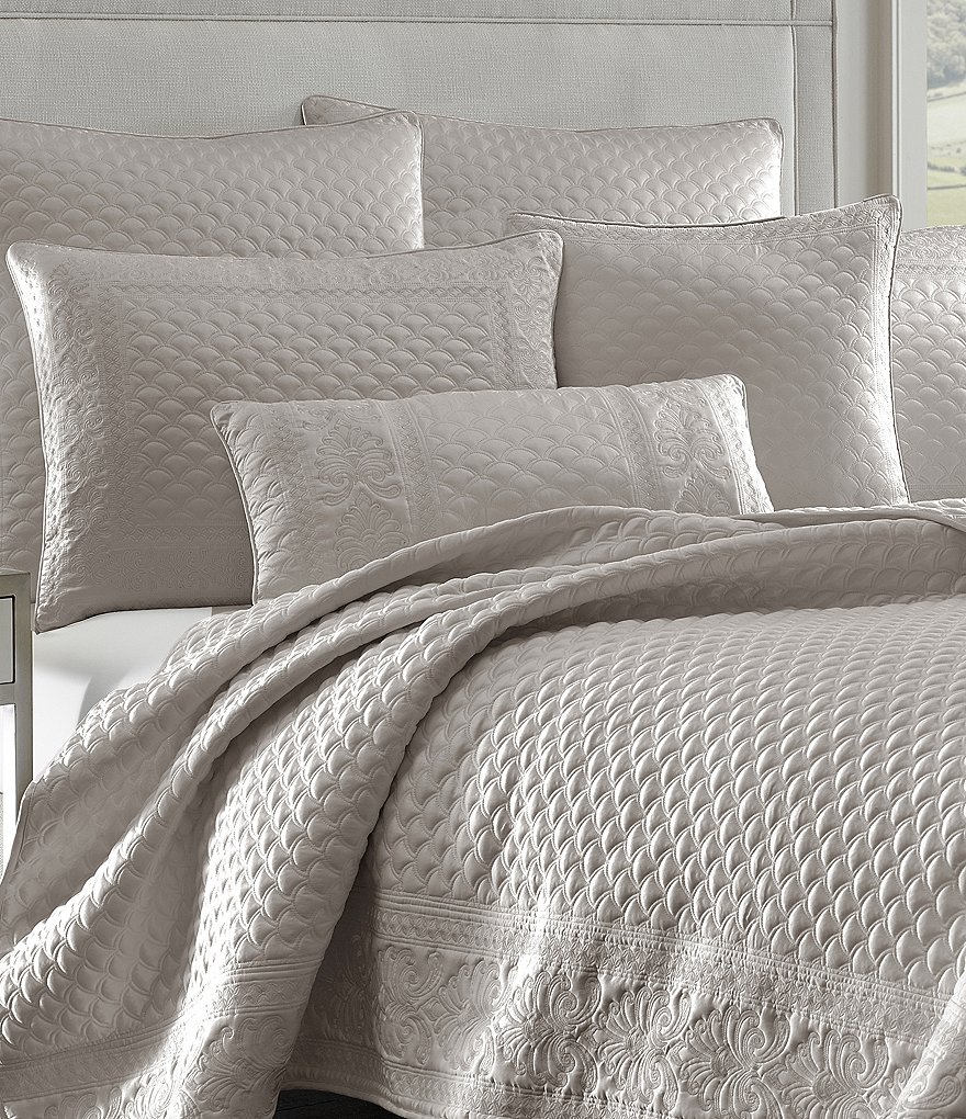 J. Queen New York Zilara Embroidered Quilted Satin Square Pillow