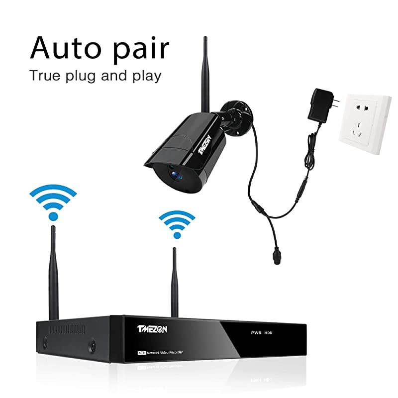 Wireless Security Camera System,  4CH 1080P WiFi NVR System with 4pcs 2.0MP IP Security Camera with 99ft Night Vision and Easy Remote View,P2P CCTV Camera System(No Hard Drive)