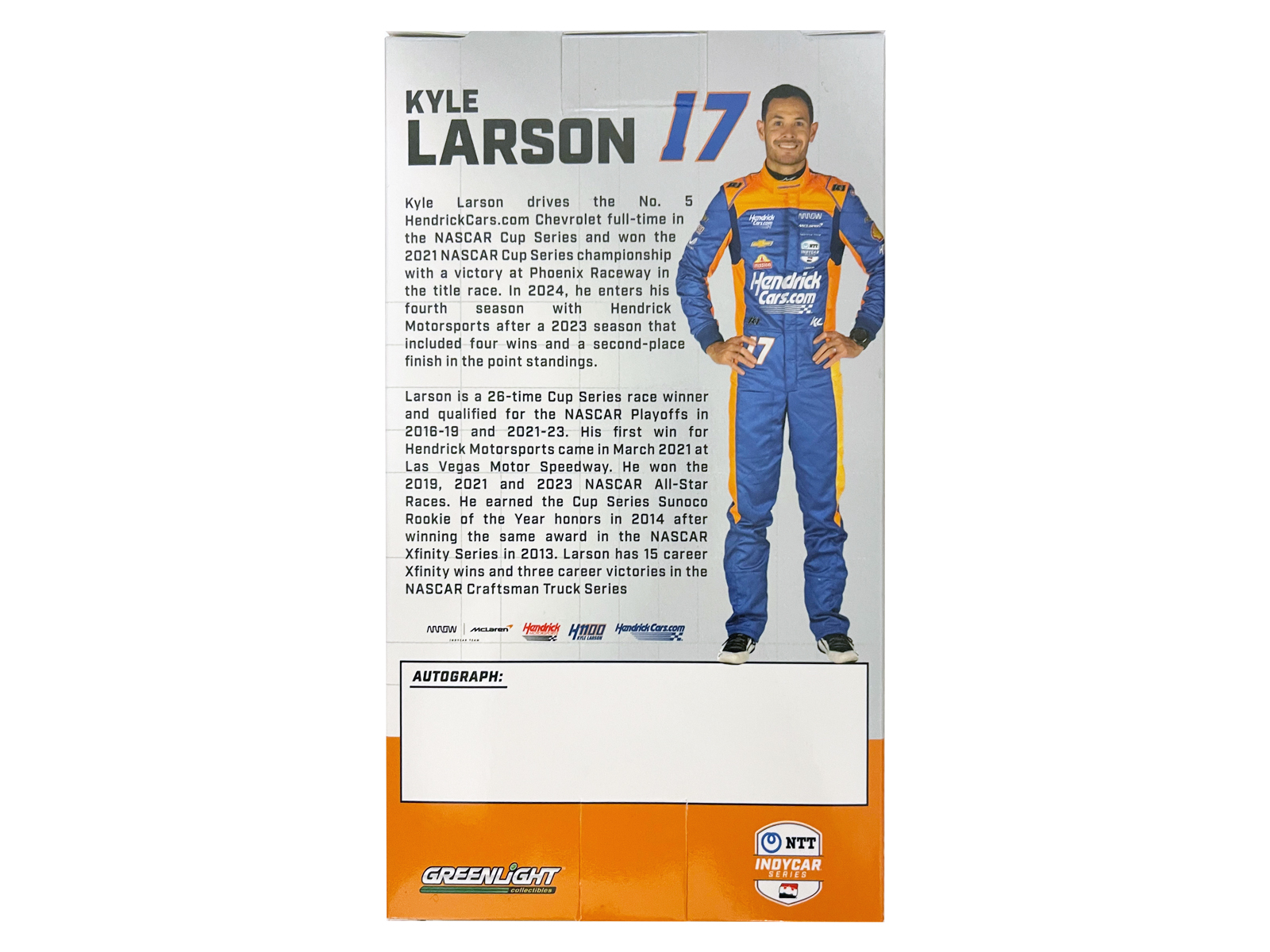 "NTT IndyCar Series" #17 Kyle Larson Driver Figure "Hendrickcars.com -  Arrow McLaren" for 1/18 Scale Models by Greenlight