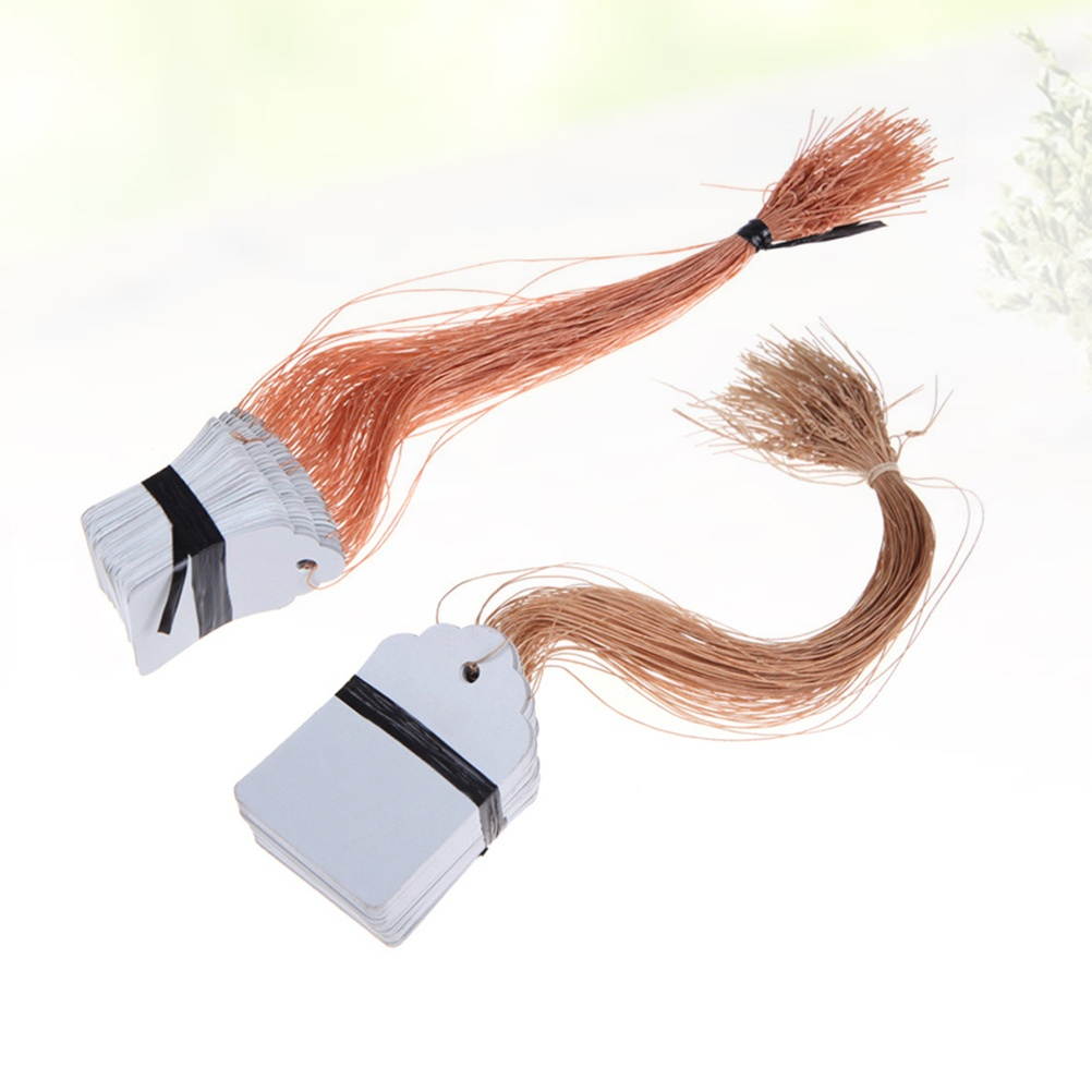 500PC Double Wired Shipping Tags Plastic Label Signage Floral Label Signage Blank Tag Gift Box Baking Gift Message Bookmark Labels (Yellow)