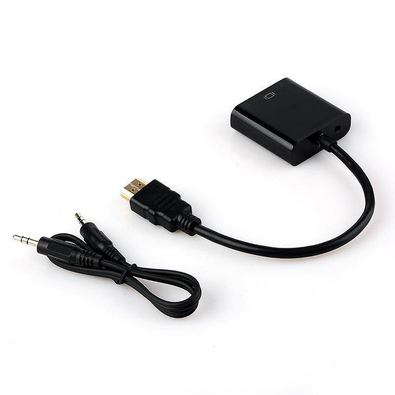 1080P HDMI Male to VGA Female Video Cable Converter with 3.5mm Audio Adapter