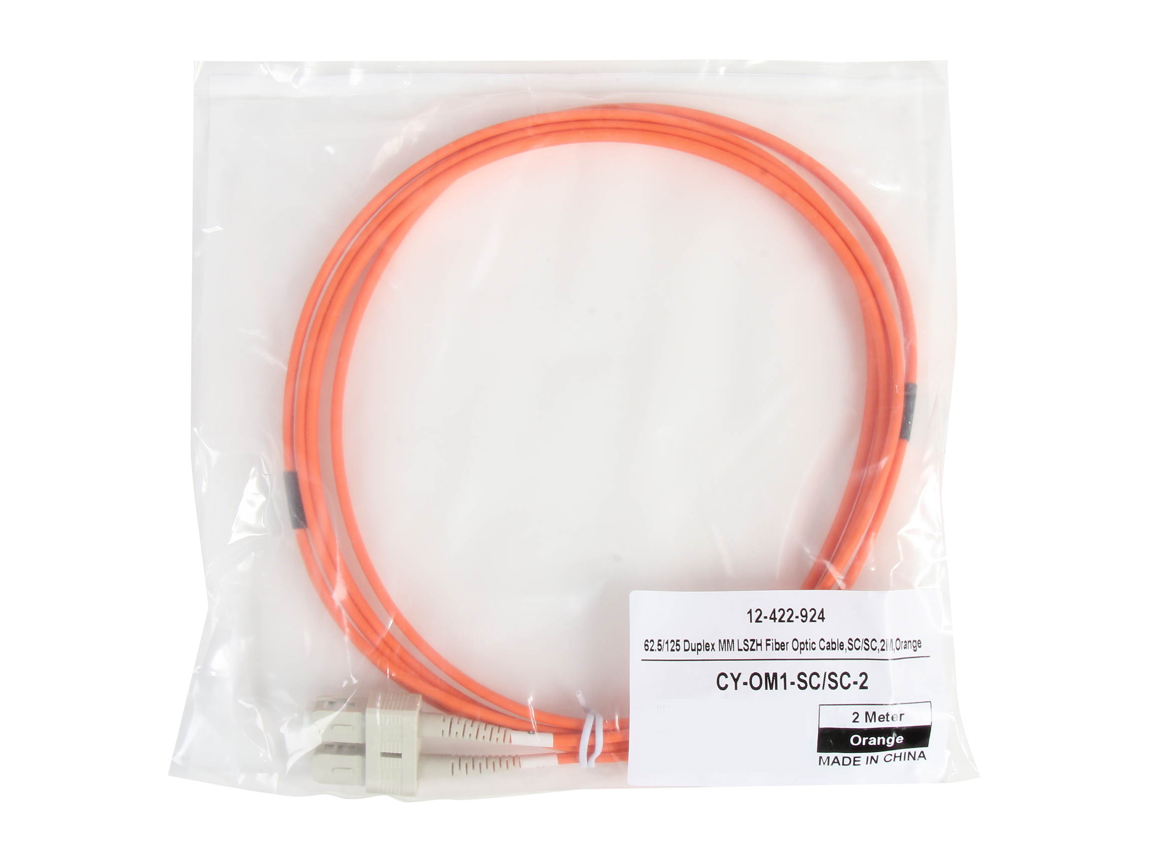 Coboc CY-OM1-SC/SC-2 6.65 ft. Fiber Optic Cable, SC/SC, Multi Mode, Duplex (62.5/125 Type) - Orange