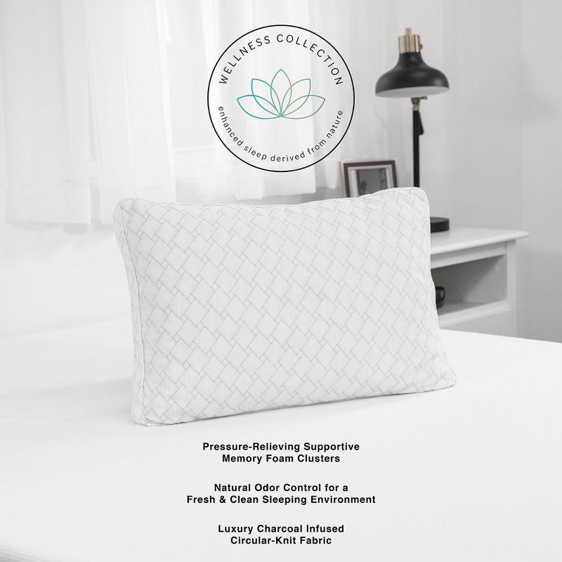 SensorPEDIC Wellness Collection Supportive Memory Foam Cluster Pillow with Charcoal-Infused Cover