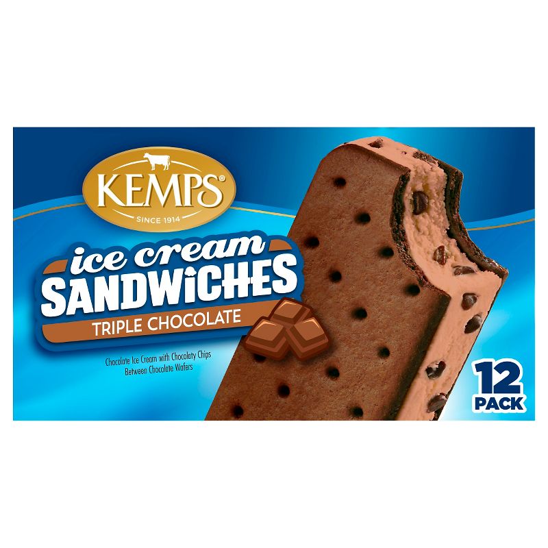 Kemps Triple Chocolate Ice Cream Sandwiches - 12pk
