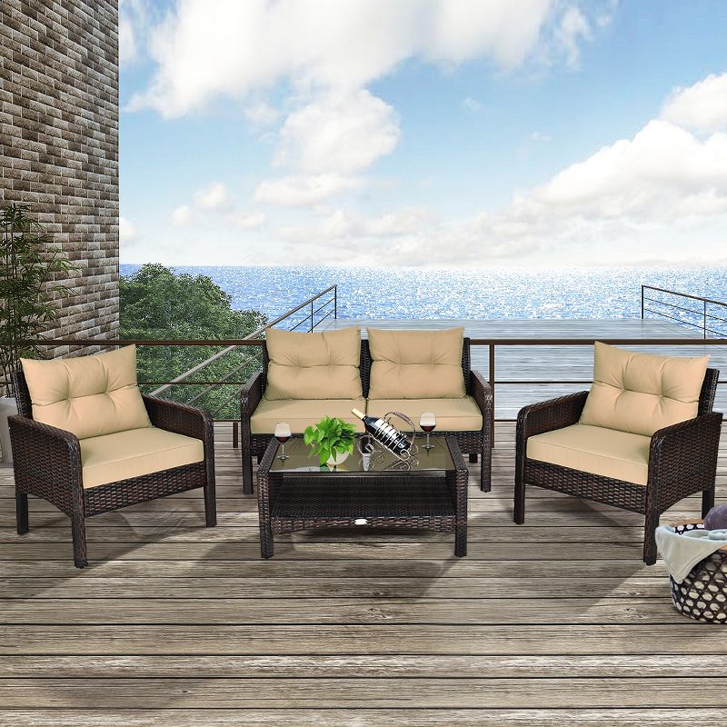 7pc Studio Shine Collection Patio Conversation Set with Sofa, 4 Armchairs & 2 Tables - W Unlimited