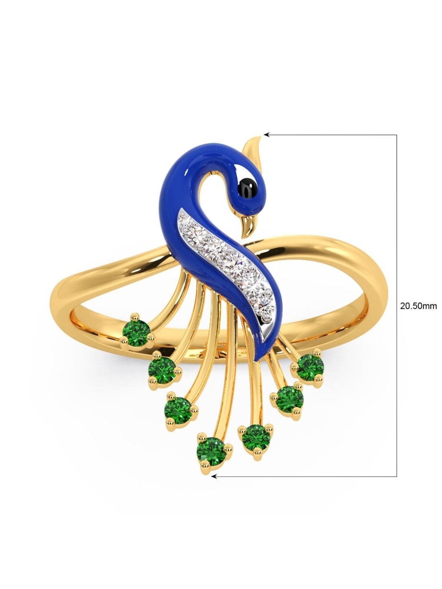 Candere by Kalyan Jewellers Peacock Collection 18k Yellow Gold and Diamond Ring for Women