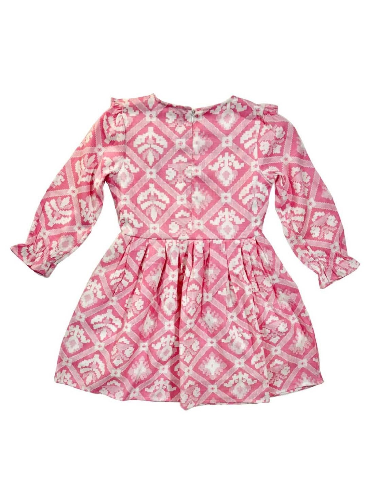 Bella Moda Kids Pink Cotton Printed Full Sleeves Dress