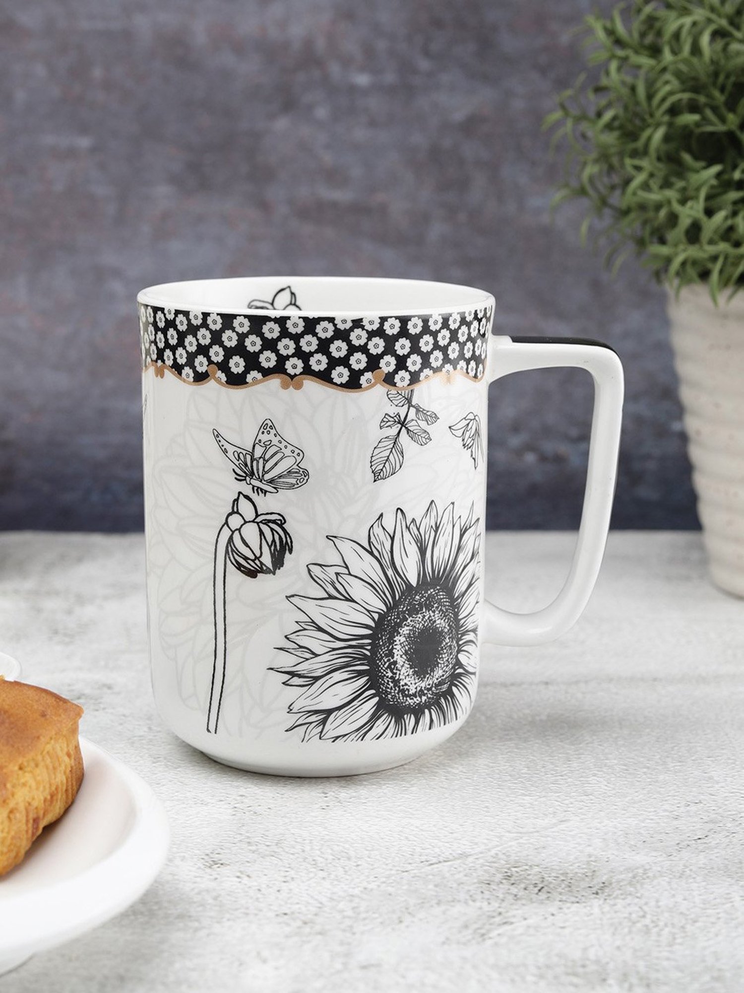 Clay Craft Multicolor Fine Ceramic Abstract Milk Mug - 350 ml - 1 Pc