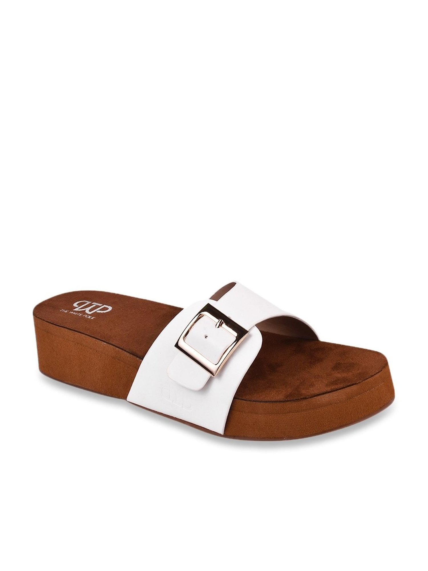 The White Pole Women's White Casual Wedges