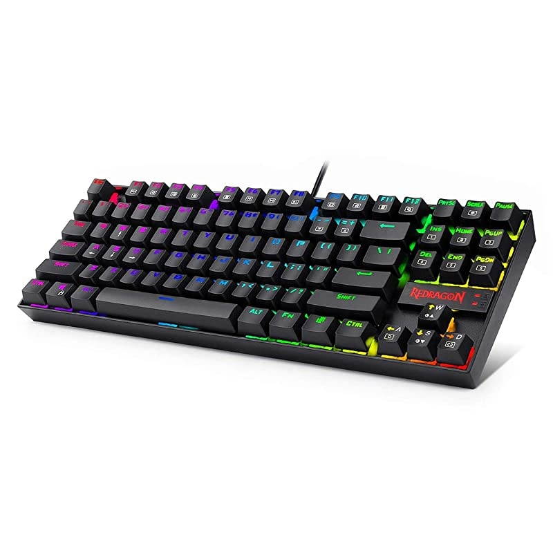 K552 Mechanical Gaming Keyboard 60% Compact 87 Key Kumara Wired Cherry MX Blue Switches Equivalent for Windows PC Gamers (RGB Backlit Black)
