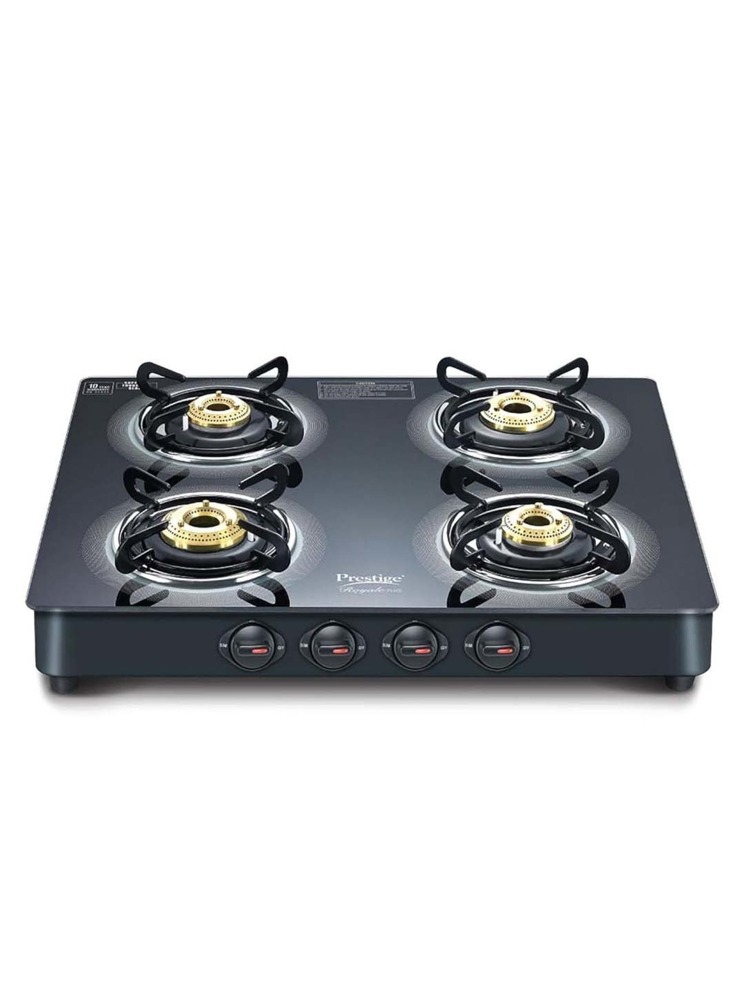 Prestige Black Glass Royale Plus Gt 04 Toughened Top Gas Stove With 4 Burners