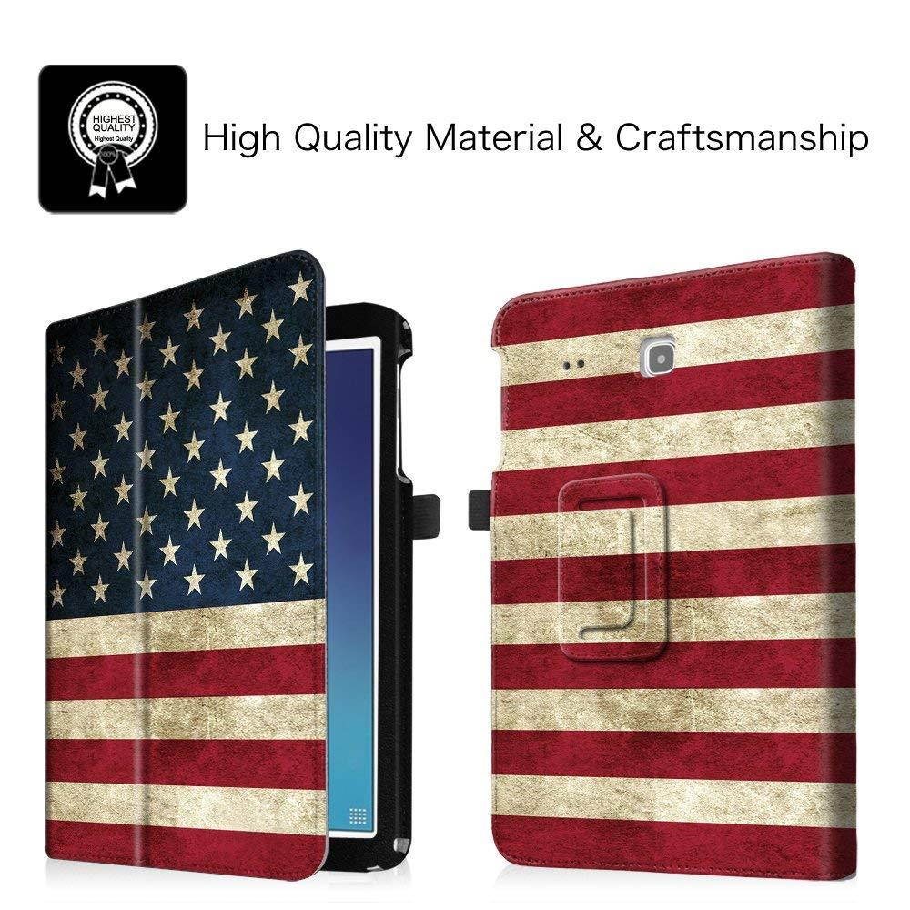Fintie Folio Case for Samsung Galaxy Tab E 9.6 - Slim Fit Premium Vegan Leather Cover for Tab E/Tab E Nook 9.6-Inch Tablet (SM-T560/T561/T565 & SM-T567V Verizon 4G LTE Version), US Flag