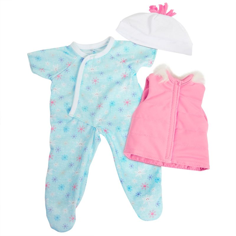 Perfectly Cute Baby Doll Outfit - Seasonal 3pc Snowflake Romper with Vest & Hat