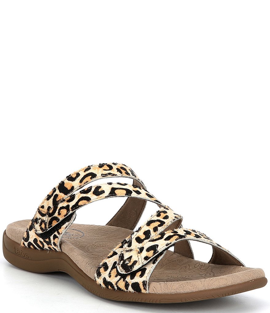 Taos Footwear Double U Leopard Print Haircalf Sandals
