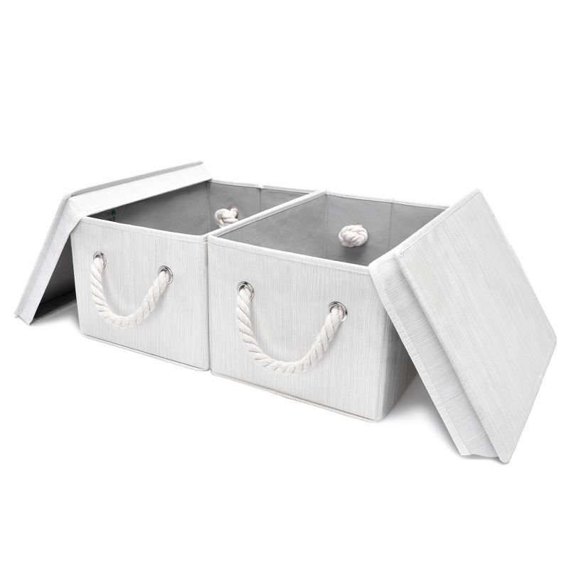 StorageWorks Set of 2 (20L) Storage Bin with Lid and Cotton Rope Handles