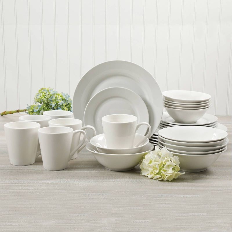 Gibson Home 30pc Ceramic Noble Court Dinnerware Set White