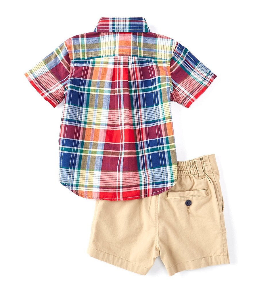 Tommy Hilfiger Baby Boys 12-24 Months Short-Sleeve Striped Polo Shirt & Microsueded Twill Shorts Set