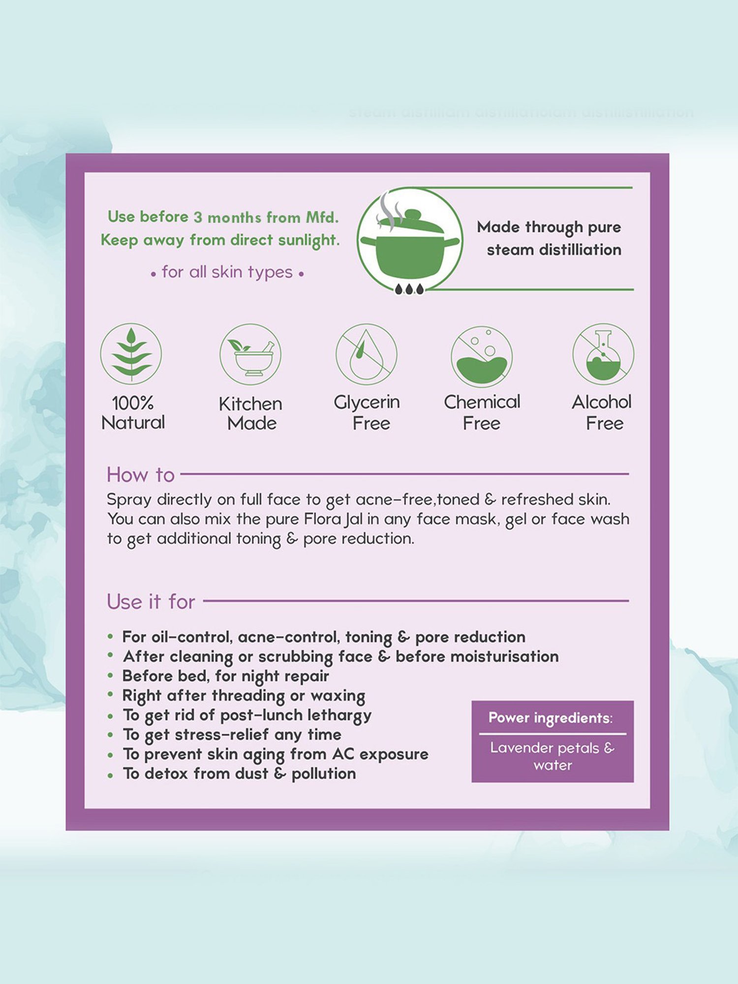 Nat Habit Lavender Fresh Distilled Floral Jal - Pack of 3